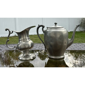 Vintage Silvercraft Pewter Tea Teapot Royal Holland Creamer Mid Century LOT READ
